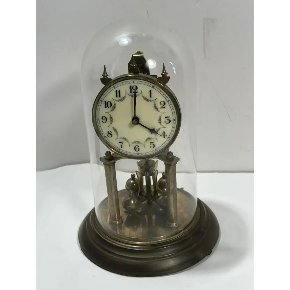 Antique‎ Clock Germany NO(0) Jewels unadjusted Torsion Dome For Parts or Repair